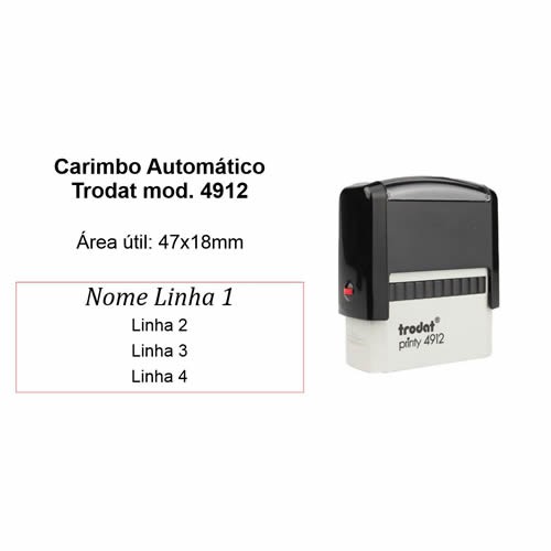 Carimbo Automático Personalizado - Área de impressão 3,8 x 1,4 cm